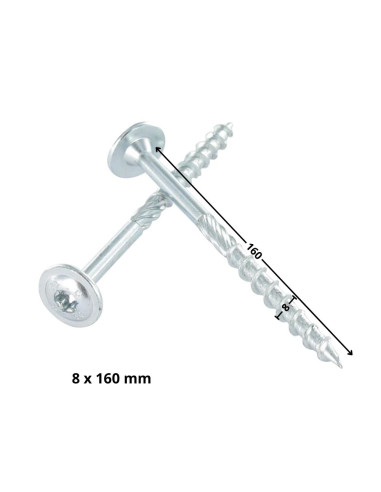 Parafusos de madeira e aglomerado TEKOR cabeça disco TORX T40 cut ponto antifenda tipo 17 8X160 rosca parcial Aço