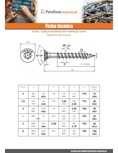 Parafusos de madeira e aglomerado TEKOR cabeça fresada dentado TORX T30 6X260 roscado sobre 70 cut ponto antifenda 2