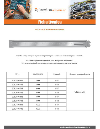 Suspensão comprido secável 1040 para pele F47 - Parafuso Express