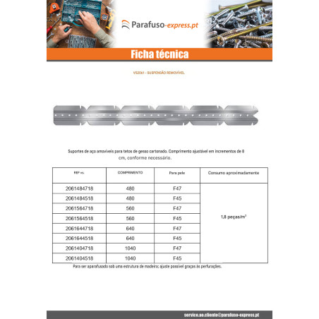 Suspensão secável 480 para pele F47 - Parafuso Express