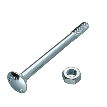 Parafuso cabeça redonda gola quadrada M10X120 rosca parcial Classe 4.8 Aço zinco branco