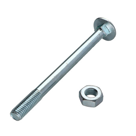 Parafuso cabeça redonda gola quadrada M10X120 rosca parcial Classe 4.8 Aço zinco branco