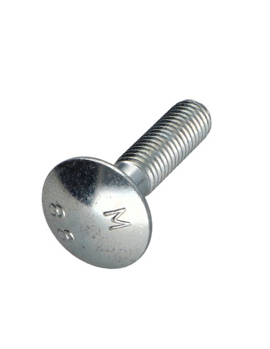 Parafuso cabeça redonda gola quadrada M8X35 rosca parcial Classe 8.8 Aço zinco branco
