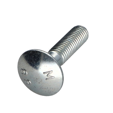 Parafuso cabeça redonda gola quadrada M8X35 rosca parcial Classe 8.8 Aço zinco branco