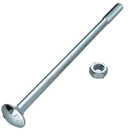 Parafuso cabeça redonda gola quadrada M8X160 roscado sobre 28 rosca parcial Aço zinco branco