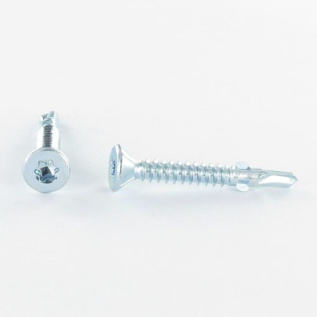 Autoperfurante cabeça fresada TORX T30 5,5 x 38 dentado com asas Aço zinco branco