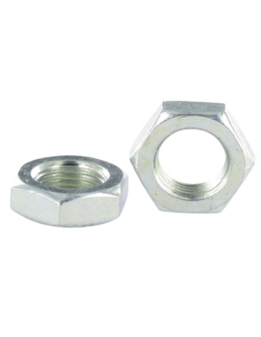 Porca hexagonal baixa hm/contraporca M12 passo de rosca esquerda Aço zinco branco