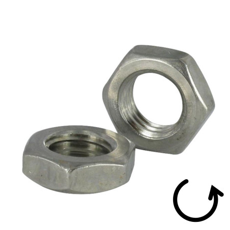 Porca hexagonal baixa hm/contraporca passo de rosca esquerda M14 Aço inoxidável A4