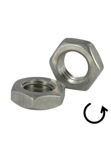 Porca hexagonal baixa hm/contraporca passo de rosca esquerda M10 Aço inoxidável A4