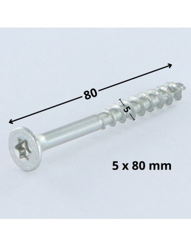 PARAFUSO Spax cabeça fresada TORX T20 5X80 roscado sobre 46 rosca parcial WIROX