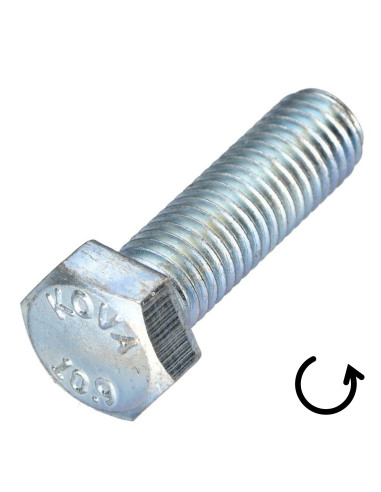 Parafuso de metais cabeça hexagonal passo de rosca esquerda M6X50 classe 10.9 aço geométrico