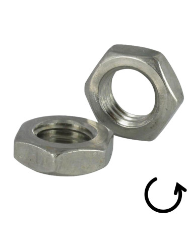 Porca hexagonal baixa hm/contraporca passo de rosca esquerda M24 Aço inoxidável A2
