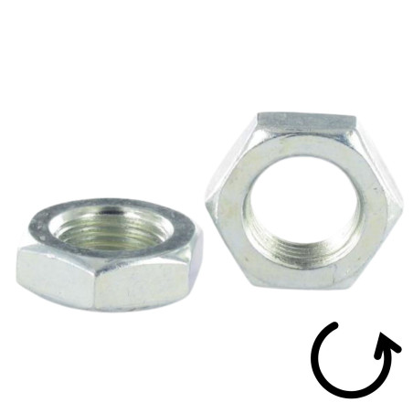 Porca hexagonal baixa hm/contraporca M16 passo de rosca de 200 passo de rosca esquerda Aço zinco branco