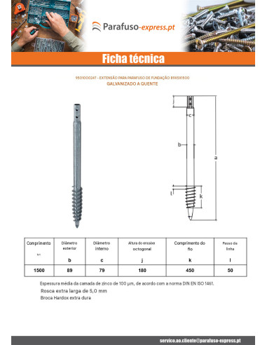 Parafuso de fundação 89X5X1500 forte resistência à corrosão Aço galvanizado a quente