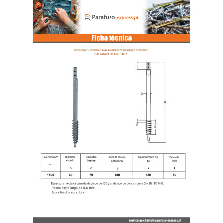 Parafuso de fundação 89X5X1500 forte resistência à corrosão Aço galvanizado a quente