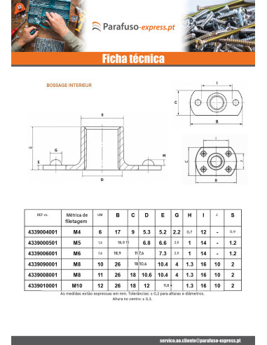 Porca cilíndrica de soldar com furo de solda M5 19X11 altura 7,8 Aço bruto