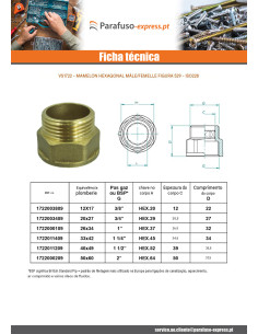 Mamilo hexagonal Figura 529 macho fêmea 40x49 (1"1/2) Bronze 2