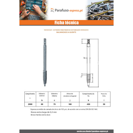Parafuso de fundação 89X5X2000 forte resistência à corrosão Aço galvanizado a quente