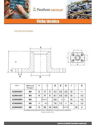 Porca cilíndrica de soldar chefe interno M6 22X14 Aço bruto