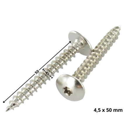 PARAFUSO dobradiça 4,5X50 rosca total TORX T20 Aço cromado