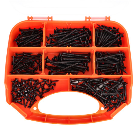 Sortido 280 Parafuso de madeira aglomerado cabeça fresada TORX Aço zinco preto Ponteira