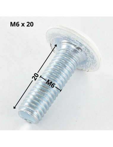 Parafuso de metais liso chave de 4 M6X20 Aço zinco branco cabeça RAL9010 branco puro
