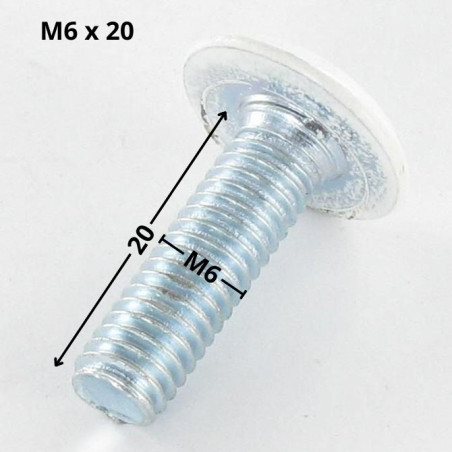 Parafuso de metais liso chave de 4 M6X20 Aço zinco branco cabeça RAL9010 branco puro