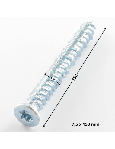 Parafuso Betão cabeça fresada reduzida 7,5X150 TORX T30 Aço zinco branco