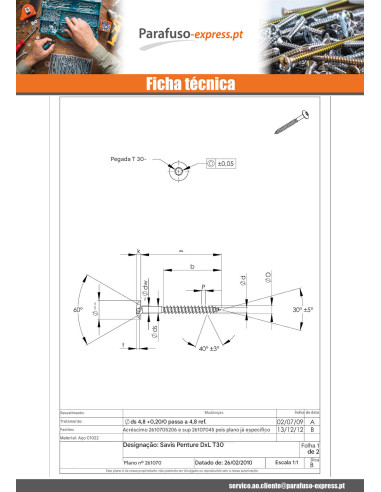 Parafuso DORMINDO 7X90 roscado sobre 60 TORX T30 Aço zinco branco diâmetro da cabeça 15