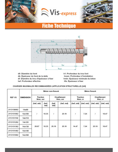 Parafuso de betão cabeça hexagonal flange com gola T21 14X130 Aço zinco branco