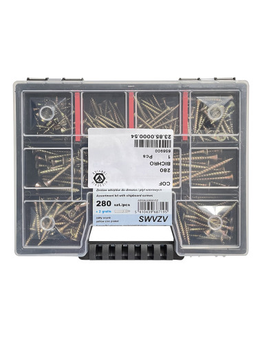 Sortido 280 Parafuso de madeira aglomerado cabeça fresada TORX cut ponto antifenda tipo 17 Dicromato