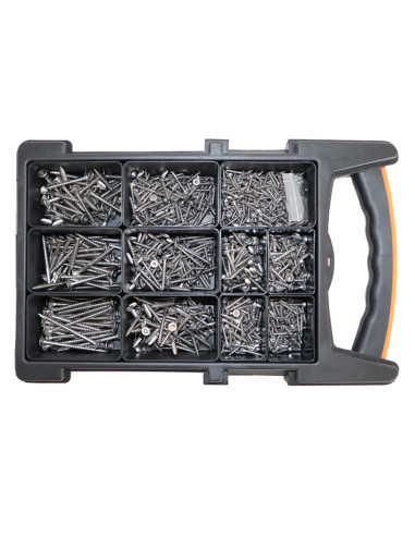 Sortido 1200 Parafusos de madeira e aglomerado TEKOR cabeça fresada dentado TORX Aço inoxidável A2