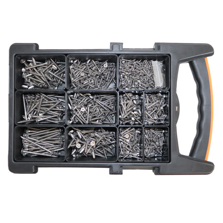 Sortido 1200 Parafusos de madeira e aglomerado TEKOR cabeça fresada dentado TORX Aço inoxidável A2