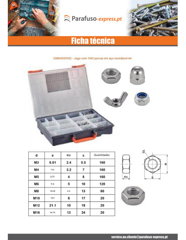 Sortido 1140 Porca Aço inoxidável A4 - Parafuso Express