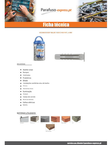 Balde de 1000 Bucha Nylon 6 - Parafuso Express