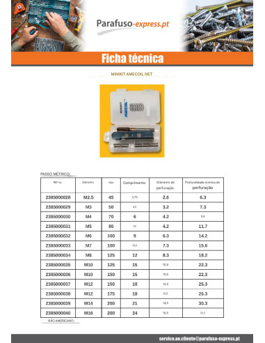 KIT +NET RELATÓRIO M8X12 passo de rosca de 125 - Parafuso Express
