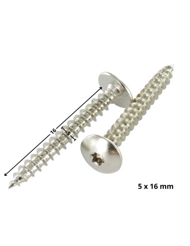 PARAFUSO dobradiça 5X16 rosca total TORX T20 Aço cromado