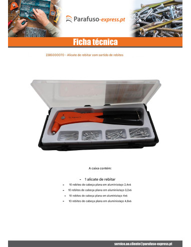 Sortido rebitadora manual com Rebites - Parafuso Express