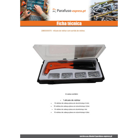 Sortido rebitadora manual com Rebites - Parafuso Express