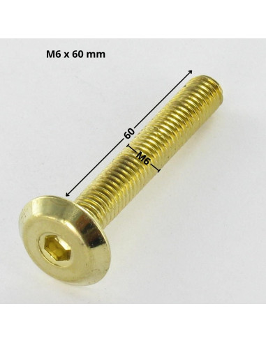 Parafuso de metais liso chave de 4 M6X60 Aço latonado
