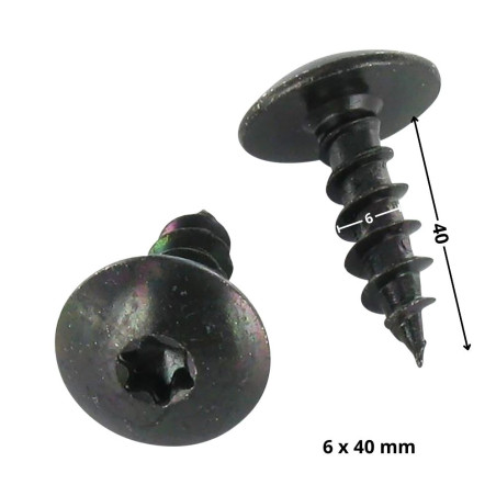 PARAFUSO dobradiça 6X40 rosca parcial TORX T30 Aço zinco preto