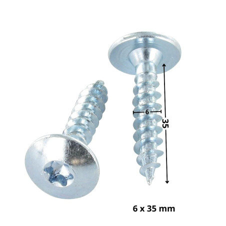PARAFUSO dobradiça 6X35 rosca parcial TORX T30 Aço zinco branco