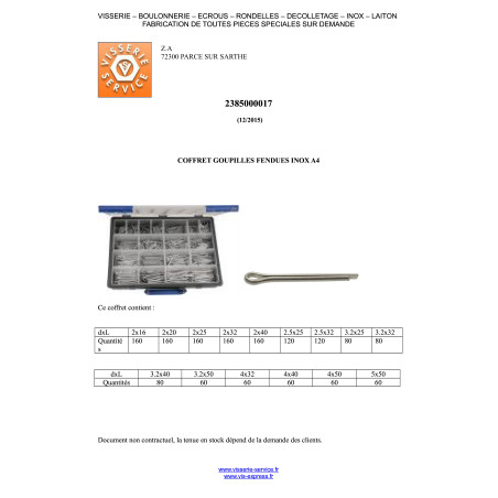 Sortido 1580 Cavilha sulcada Aço inoxidável A2 - Parafuso Express
