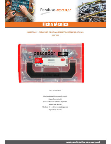 Sortido PARAFUSO e Bucha metálica Fischer DUOHM S
