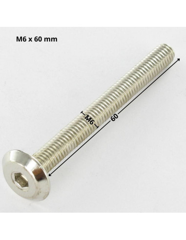 Parafuso de metais liso chave de 4 M6X60 Aço niquelado