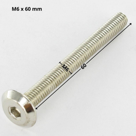 Parafuso de metais liso chave de 4 M6X60 Aço niquelado