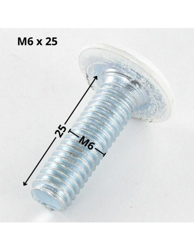 Parafuso de metais liso chave de 4 M6X25 Aço zinco branco cabeça RAL9010 branco puro