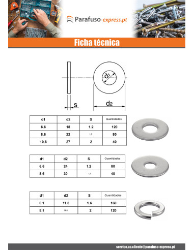 Sortido 1530 Rondela Aço inoxidável A4 - Parafuso Express