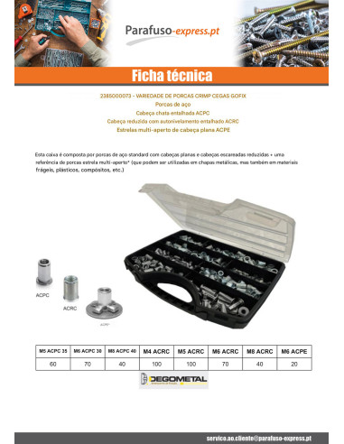 Sortido 500 Porca rebite Aço DEGOMETAL - Parafuso Express