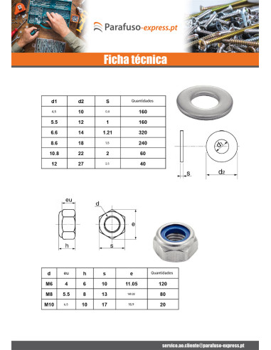Sortido 1760 Porca e Rondela Aço inoxidável A4 - Parafuso Express